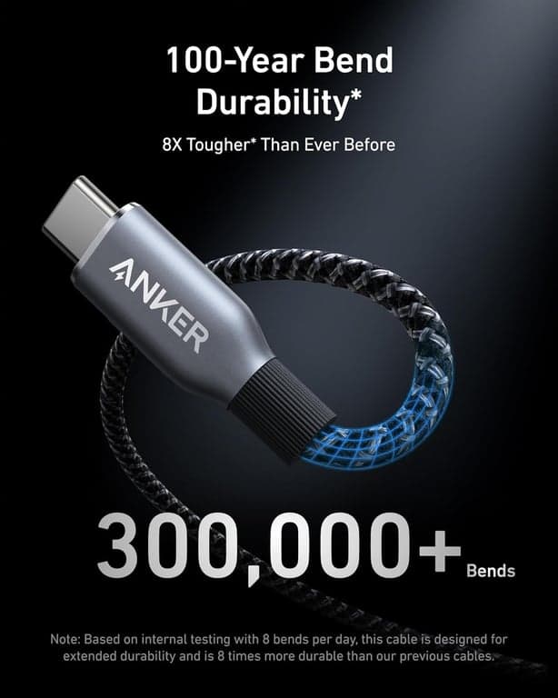 Cable Anker Prime USB C a C, cable de carga rápida de 240 W, nailon trenzado reciclado con durabilidad de flexión de 100 años para iPhone serie 17, MacBook, Galaxy S24 (6 FT) (Paquete de 2) - imagen 2
