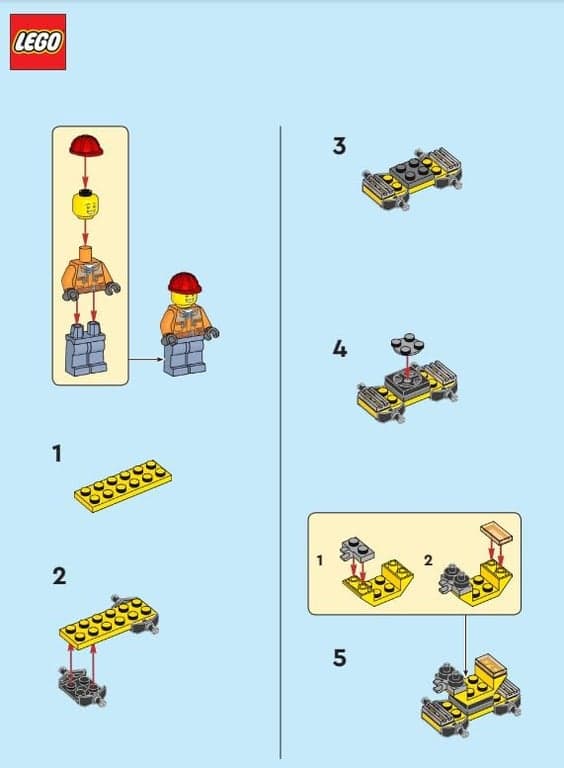 LEGO City: Minifigura de trabajador de construcción con grúa pequeña - imagen 3