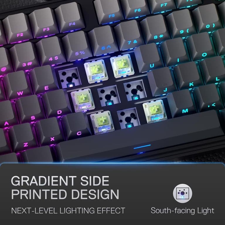 Teclado mecánico Redragon K707 PRO SE 80% inalámbrico Gasket RGB para juegos, 3 modos, 87 teclas TKL, con socket Hot-Swap, teclas PBT Dye-Sub y amortiguación de ruido de 5 capas, interruptor lineal personalizado - imagen 5