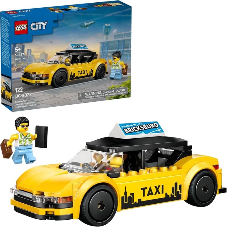 Juguete de construcción LEGO City Taxi Amarillo para Niños - Set de Juego de Simulación para y Niñas, Edades 5+ - Coche de con Minifiguras de Taxista y Turista - Idea de Regalo para Cumpleaños - 60487