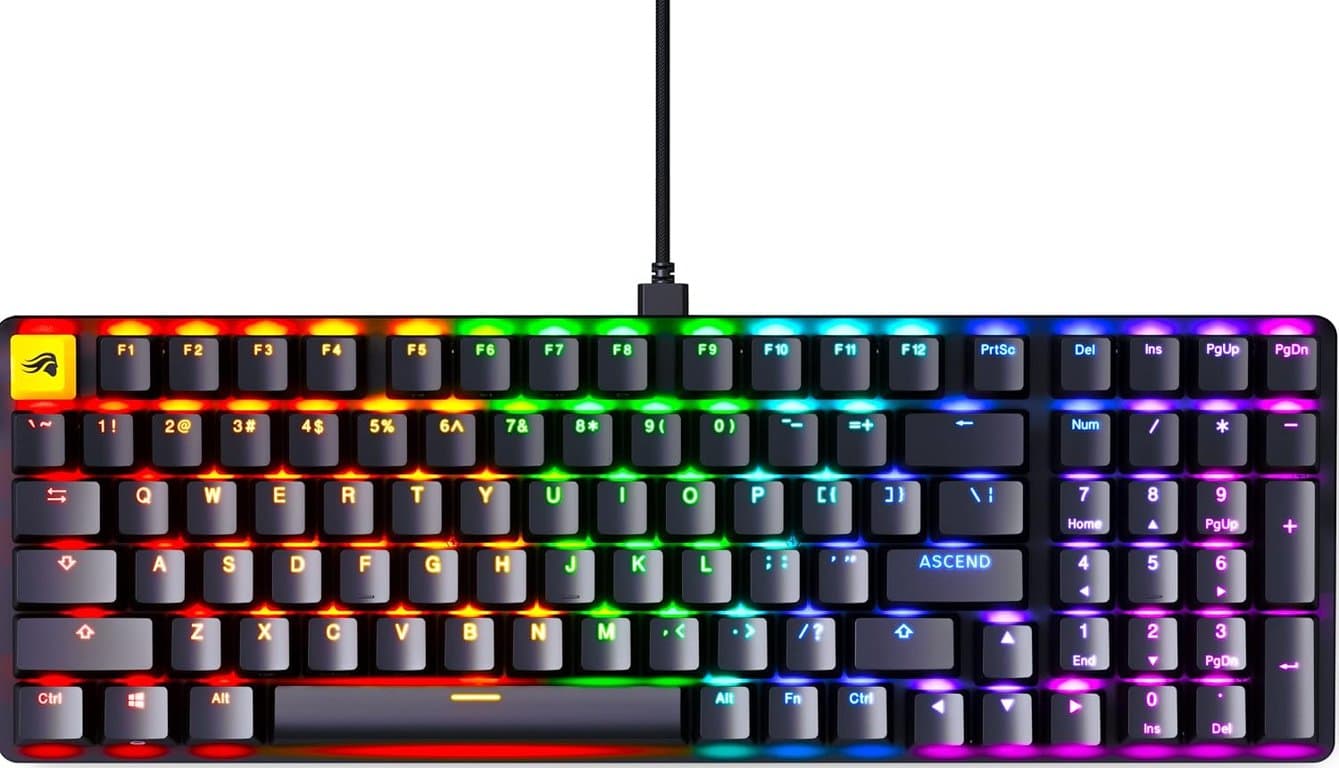 Teclado mecánico para juegos GLORIOUS GMMK 2 - Switches lineales Hotswap estilo Cherry Mx - con cable de tamaño completo - Teclas de doble inyección, RGB - Accesorios para PC - 96%, Negro