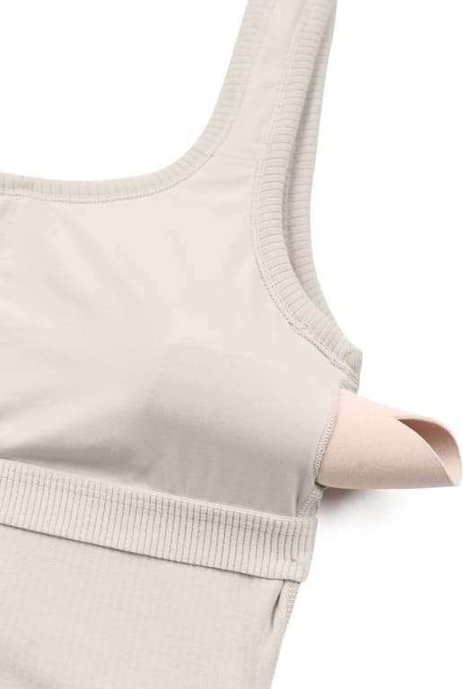 CRZ YOGA Ribbed U Neck Crop Tank Tops | Sostén Incorporado, Soporte Medio, Almohadillas Removibles, Casual, Tirantes Anchos, Brasieres Deportivos Largos para Mujer - imagen 4