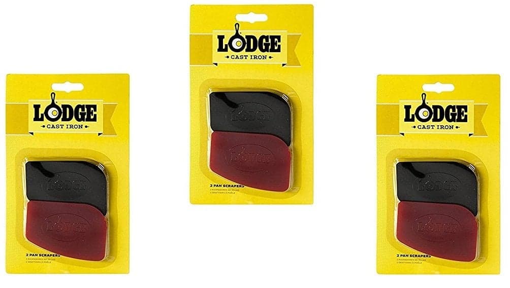 Raspadores de sartén Lodge. Limpiadores de sartenes de hierro fundido de policarbonato de mano. (Rojo/Negro) 2 unidades (Paquete de 144)