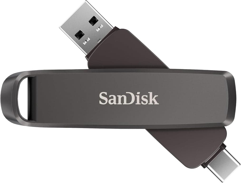 SANDISK 256GB Extreme PRO Dual Drive - Hasta 1,000MB/s, USB Type-C y Type-A, Unidad Flash de Alto Rendimiento - SDDDE1-256G-G46