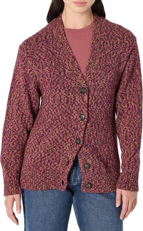Cárdigan de mezcla de algodón grueso multicolor con botones y cuello en V profundo de corte extragrande para mujer Amazon Essentials
