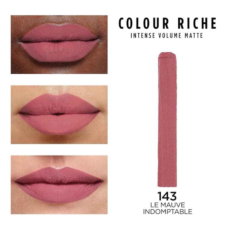 L'Oreal Paris Colour Riche Intense Volume Matte Lipstick, Color de Labios con Ácido Hialurónico para hasta 16h de Comodidad Todo el Día, Le Mauve Indomptable, 0.06 Oz - vista alternativa