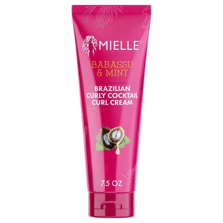 Mielle Organics Babassu & Mint Brazilian Curly Cocktail Curl Cream - Crema para Definir Rizos, para Peinar Cabello Texturizado - Retiene la Humedad, Aumenta la Definición y Suaviza el Texturizado, 7.5 Onzas