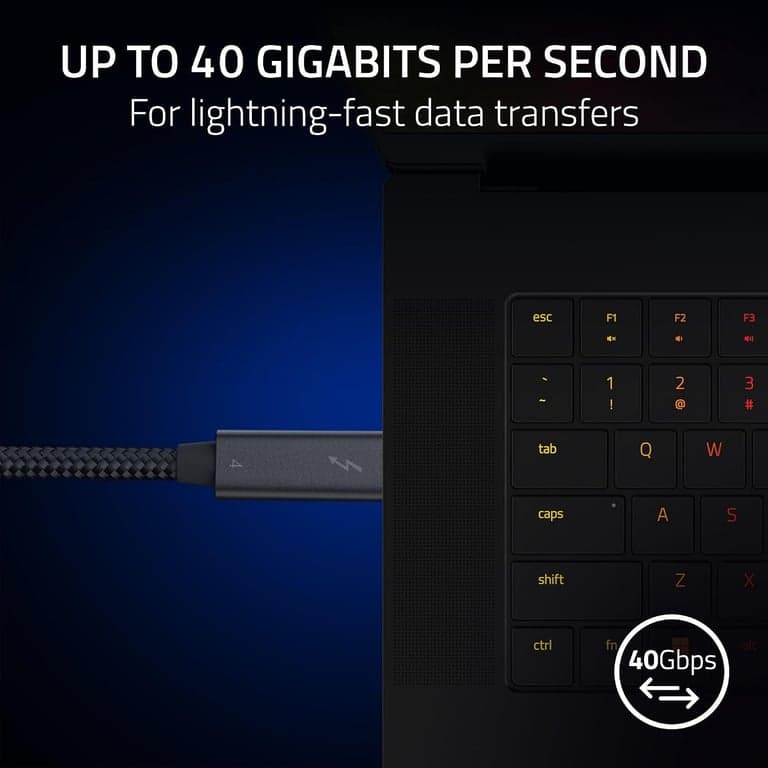 Cable Razer Thunderbolt 4 (2.0m / 6.56ft), USB-C a USB-C, Negro - vista alternativa