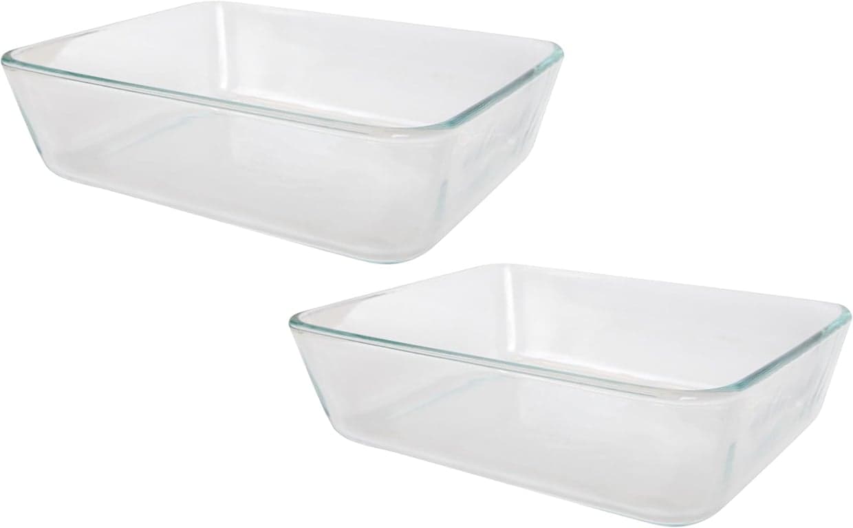 Pyrex 7212 Recipientes de almacenamiento de alimentos de vidrio transparente de 11 tazas (paquete de 2) - Hecho en EE. UU.