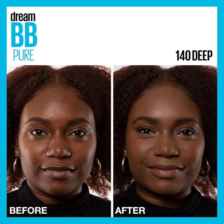 Maybelline Dream Pure Skin Clearing BB Cream, Bálsamo de Belleza Perfeccionador de Piel 8 en 1 con 2% de Ácido Salicílico, Cobertura Traslúcida, Libre de Aceite, Tono Oscuro, 1 Unidad - imagen 4