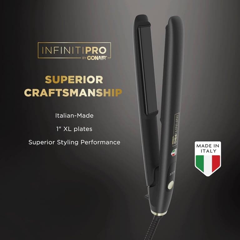 INFINITIPRO by CONAIR ArteBella Plancha de Cerámica de 1 pulgada, Alisador de Cabello, Diseño Italiano Profesional con Placas Flotantes Extra Largas, 5 Ajustes de Calor hasta 445°F, Peinado Rápido para Todo Tipo de Cabello - vista alternativa
