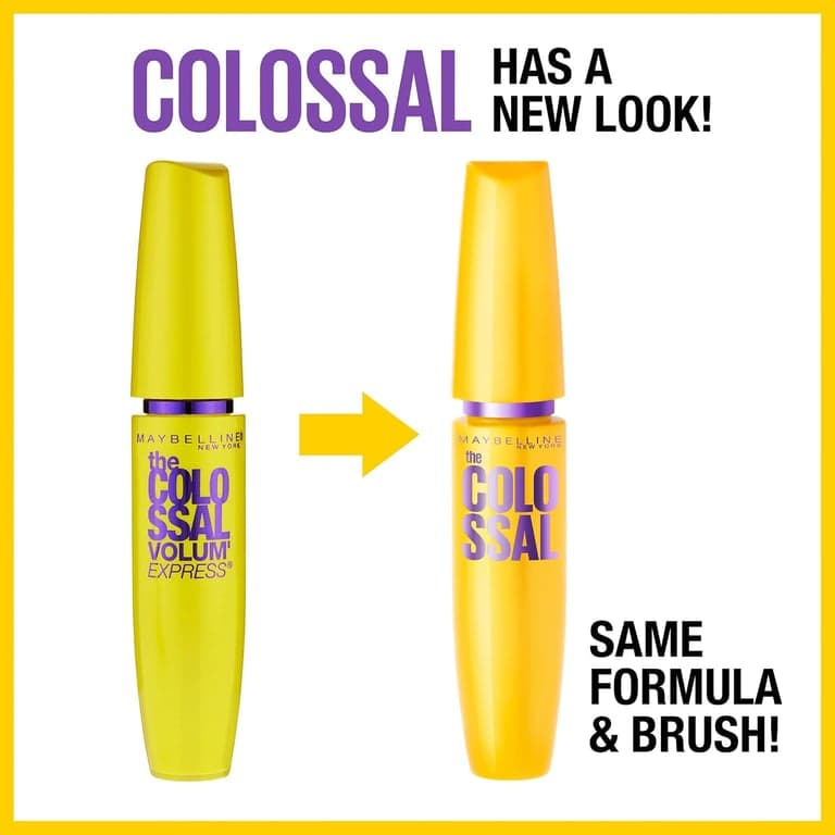 Maybelline Volum' Express Colossal Washable Mascara Makeup, Volumizing, Glam Black, 1 unidad - vista alternativa