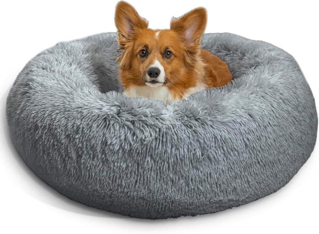 Best Friends by Sheri Original Calming Donut Dog Bed, Taupe, Mediana, 30"