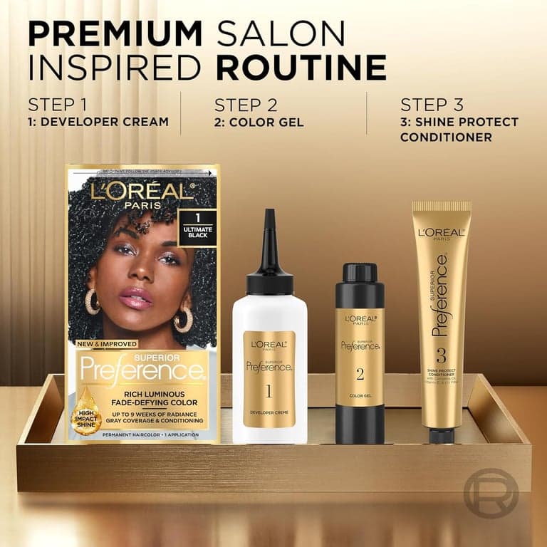 L'Oreal Paris Superior Preference Tinte Permanente Luminoso Resistente a la Decoloración, para el Cabello para Hasta 9 Semanas de Resplandor, Castaño Medio 5, 1 Kit de para el - imagen 2