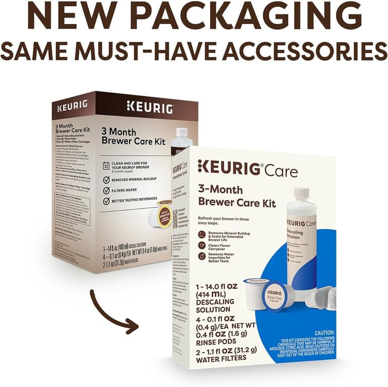 Kit de mantenimiento de cafetera Keurig para 3 meses, incluye solución descalcificadora, cartuchos de filtro de agua y cápsulas de enjuague, compatible con cafeteras K-Cup Classic/1.0 y 2.0, 7 unidades - vista alternativa