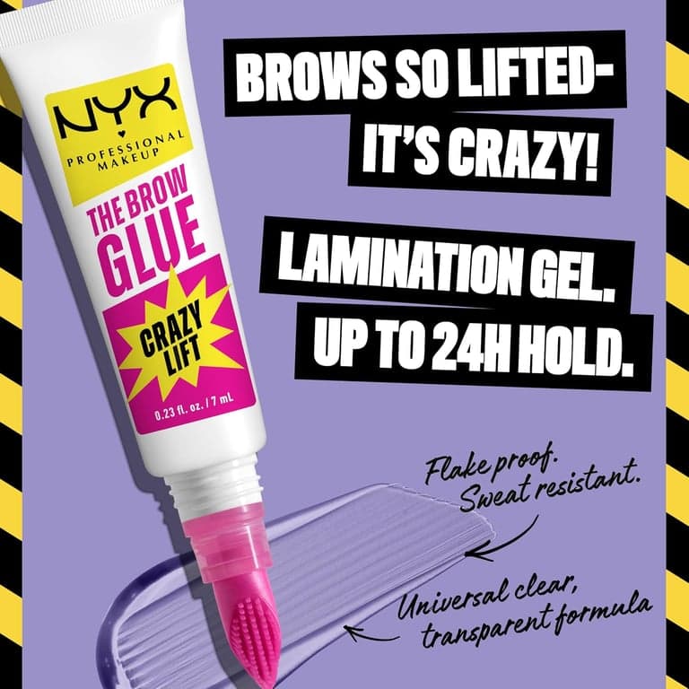 NYX PROFESSIONAL MAKEUP The Brow Glue Crazy Lift, Gel para Laminado de Cejas con Fijación Fuerte de 16 Horas y Peine Estilizador Integrado - Transparente para - imagen 2