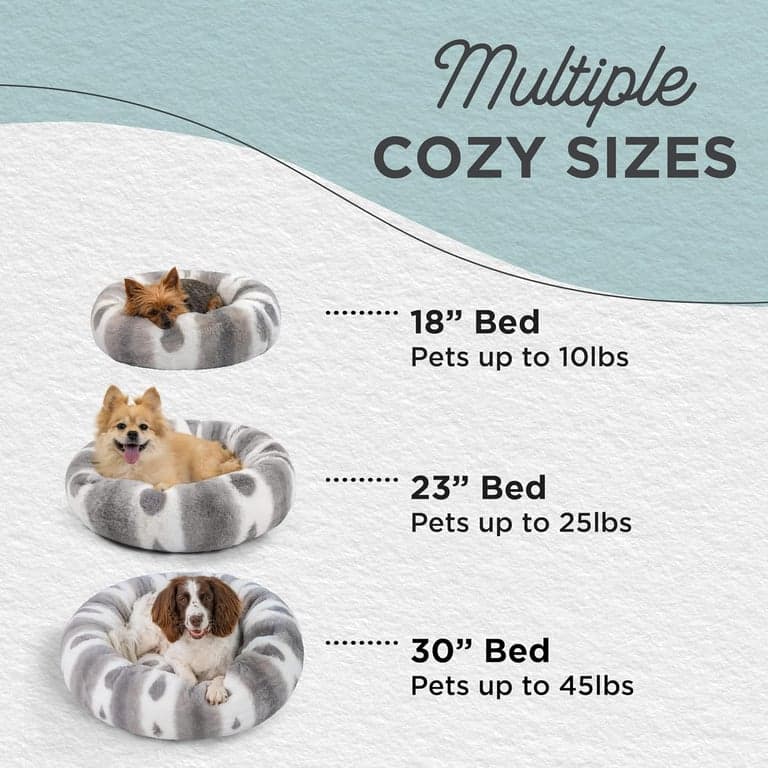 Cama para perro tipo dona relajante de piel sintética de lujo con estampado Best Friends by Sheri, gris, pequeña, 23x23 - imagen 4