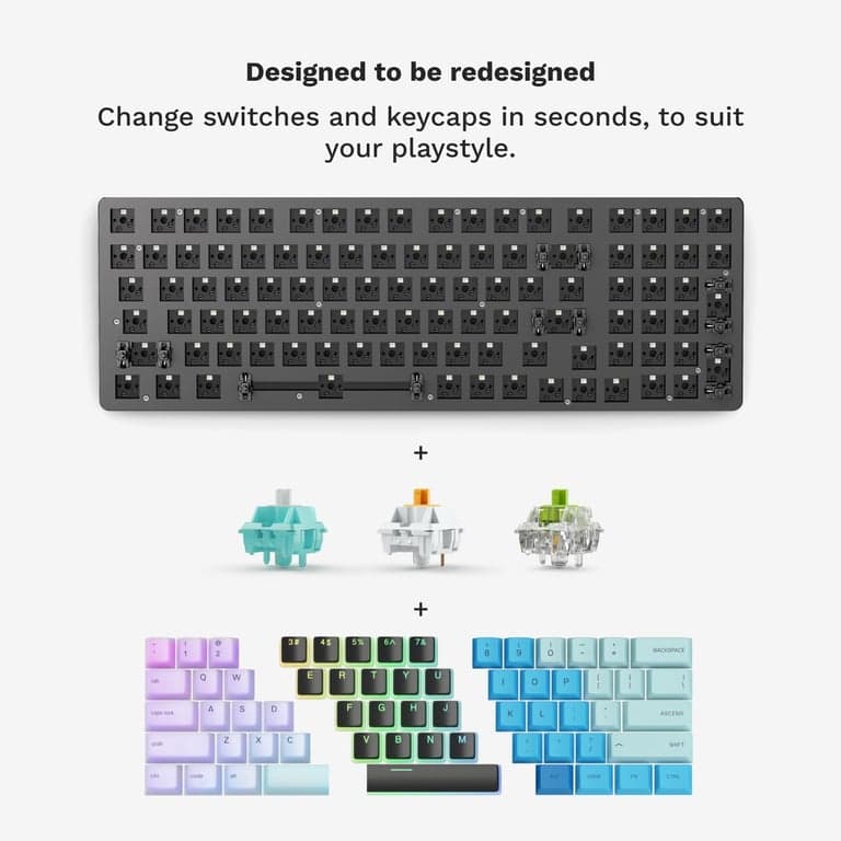 Teclado mecánico para juegos GLORIOUS GMMK 2 - Switches lineales Hotswap estilo Cherry Mx - con cable de tamaño completo - Teclas de doble inyección, RGB - Accesorios para PC - 96%, Negro - vista alternativa