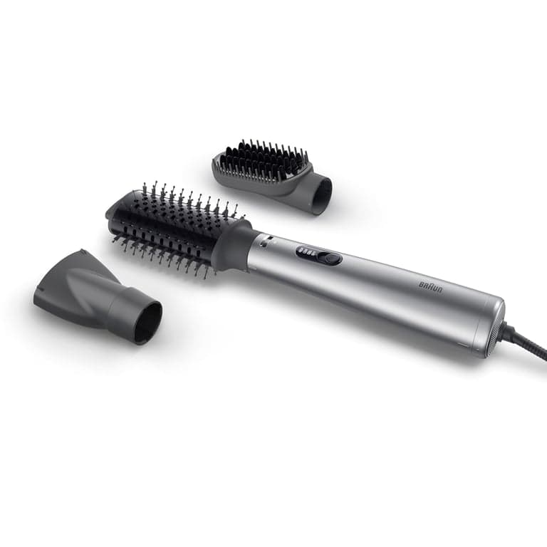 Cepillo secador de pelo 2 en 1 Braun con 3 accesorios | Estilizador de aire caliente de húmedo a seco para todo tipo de cabello | Voluminiza o alisa