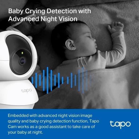 Cámara de seguridad Tapo 2K con movimiento horizontal/vertical para monitor de bebé, cámara para perros con detección de movimiento, sirena de audio bidireccional, visión nocturna, almacenamiento en la nube y tarjeta SD, funciona con Alexa y Google Assistant, paquete de 2 (Tapo C210P2) - imagen 5