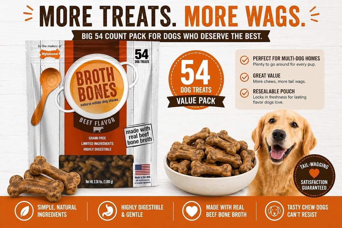 Premios para Perros Nylabone Beef Broth Bones (54 unidades netas), 2.38 Lb - imagen 6