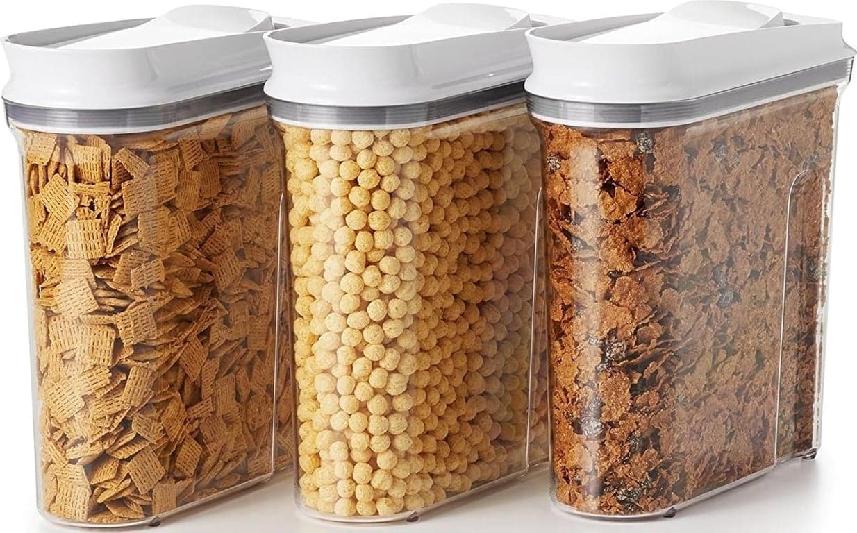 OXO Good Grips POP Dispensador de Cereal Hermético Juego de 3 Piezas, 3.4 Qt Cada Uno