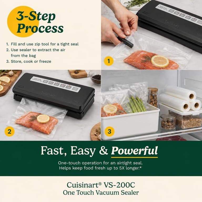 Cuisinart VS-200C Sellador de Alimentos al Vacío de Un Toque - imagen 4