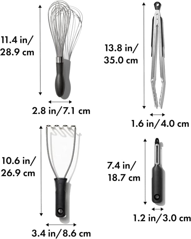 Juego de utensilios de cocina esenciales OXO Good Grips de acero inoxidable de 4 piezas - vista alternativa