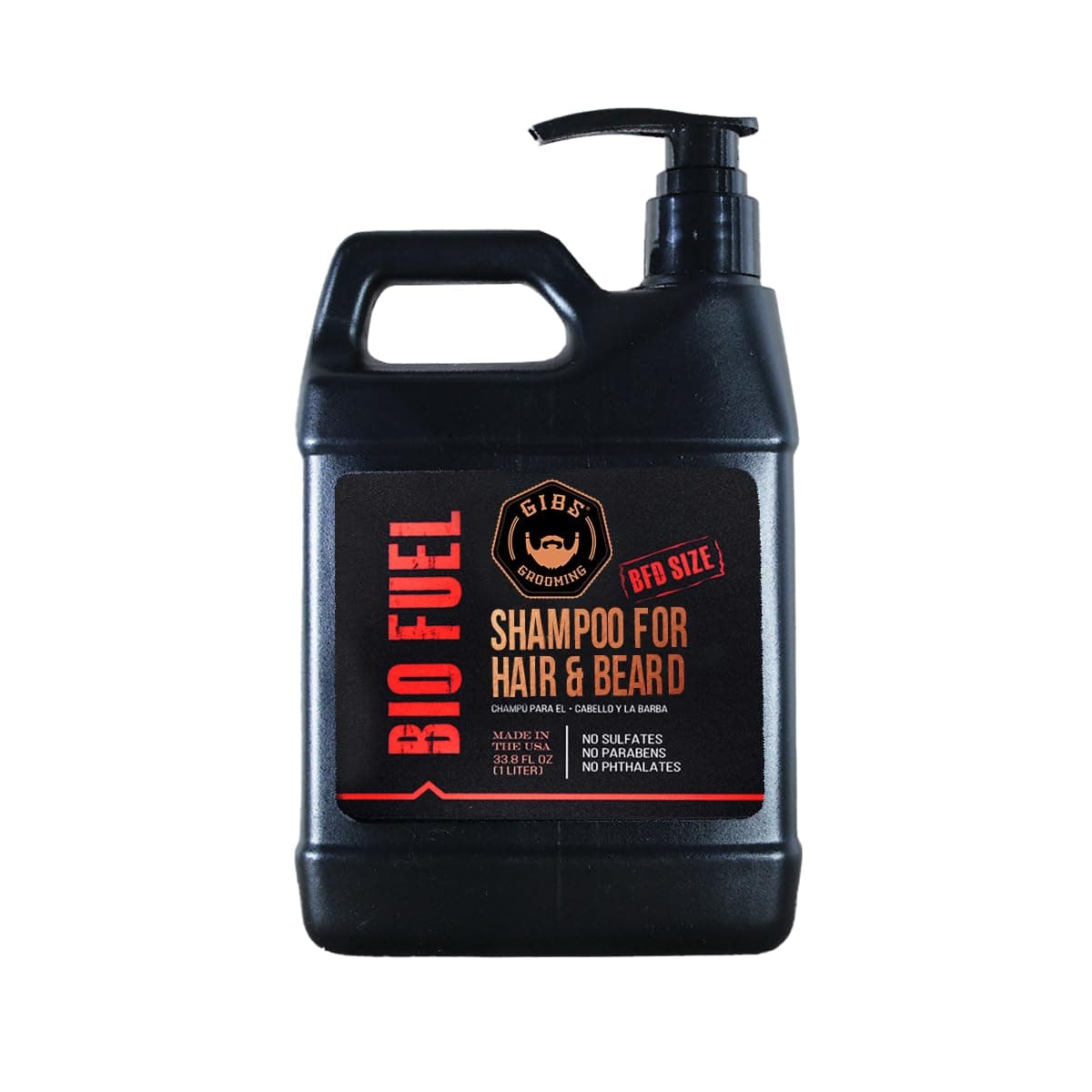 GIBS Bio Fuel Shampoo para Cabello y Barba, Hidratante y Nutritivo, 1 Litro