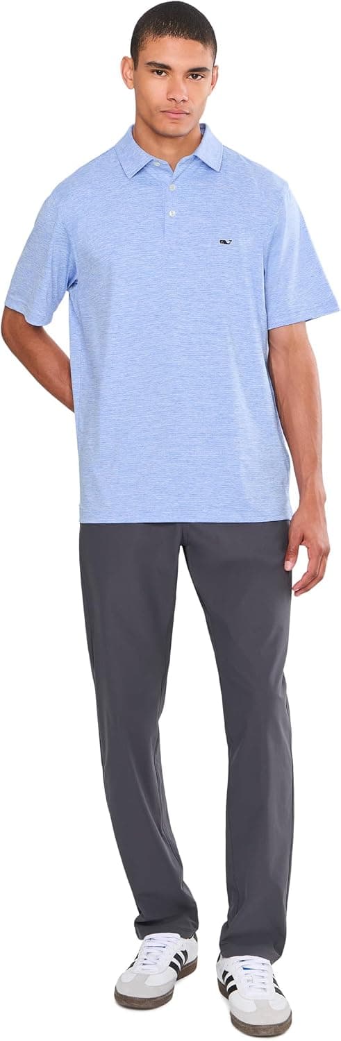 vineyard vines Polo de rendimiento St. Jean Stripe Sankaty para hombre, Breaker Blue, L - vista alternativa