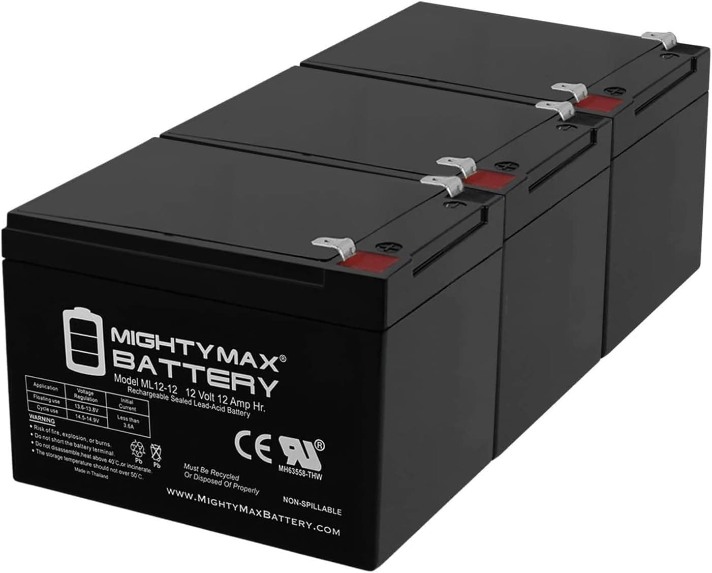 Mighty Max Battery 12V12AH F2 Batería para Razor Dirt Rocket SX500-15128101 - Paquete de 3