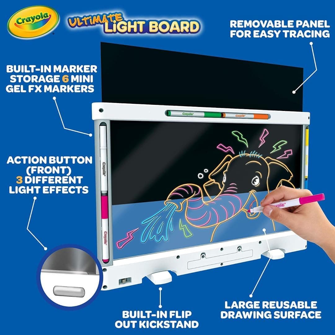 Crayola Ultimate Light Board - Blanco, tableta de dibujo para niños, regalos para niños, tablero de dibujo LED, proyector de arte para dibujar, juguetes para niños y niñas, 6+ - imagen 4