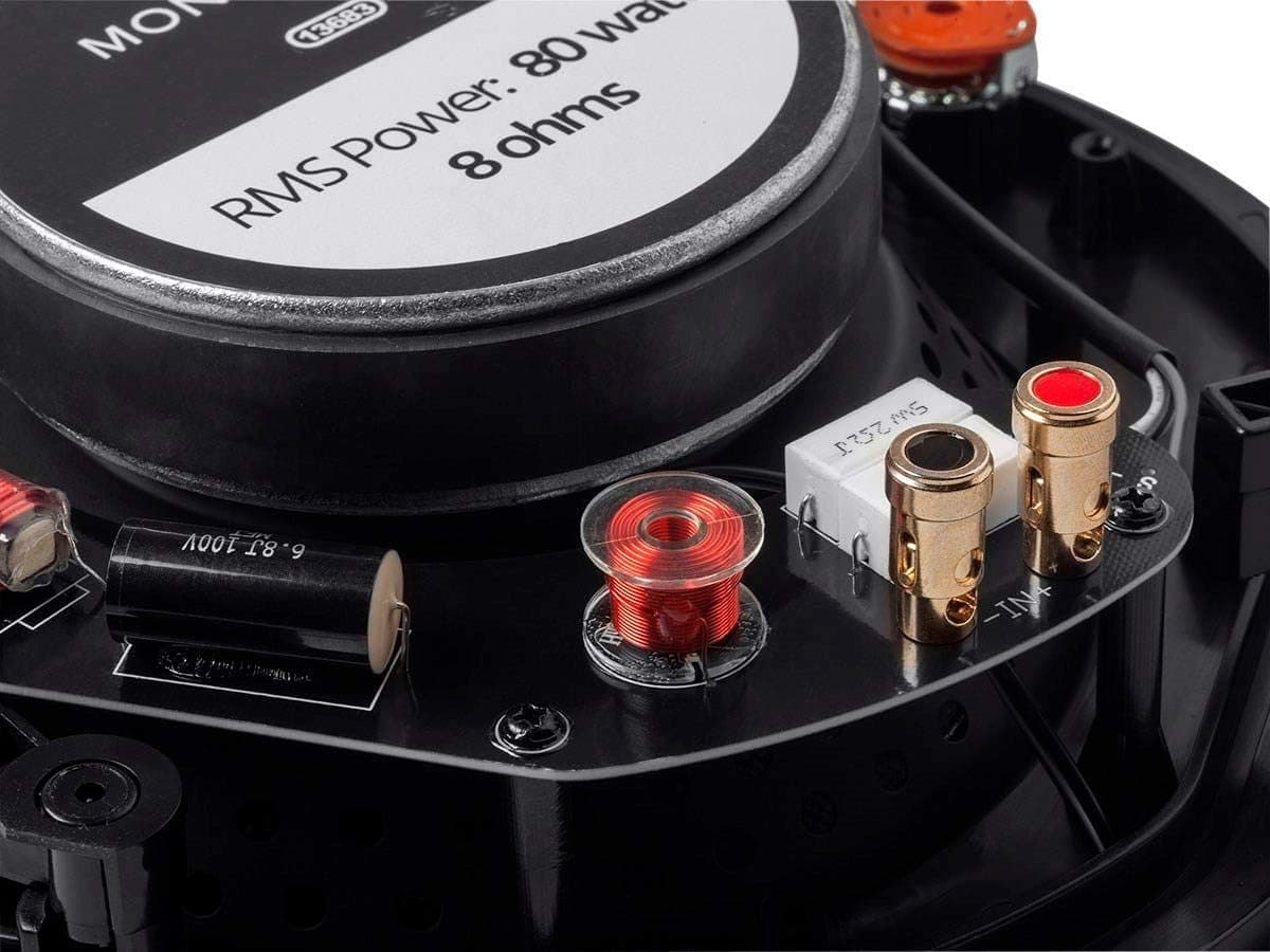 Monoprice Alpha Altavoces de Techo de 2 Vías - 6.5 Pulgadas (Par) Fibra de Carbono, Rejilla Magnética Pintable, Más Sonido con Menos Potencia, No Angulados, 8 Pulgadas, Negro - imagen 5
