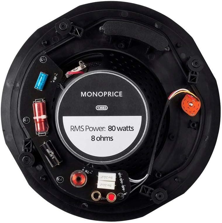 Monoprice Alpha Altavoces de Techo de 2 Vías - 6.5 Pulgadas (Par) Fibra de Carbono, Rejilla Magnética Pintable, Más Sonido con Menos Potencia, No Angulados, 8 Pulgadas, Negro - imagen 3
