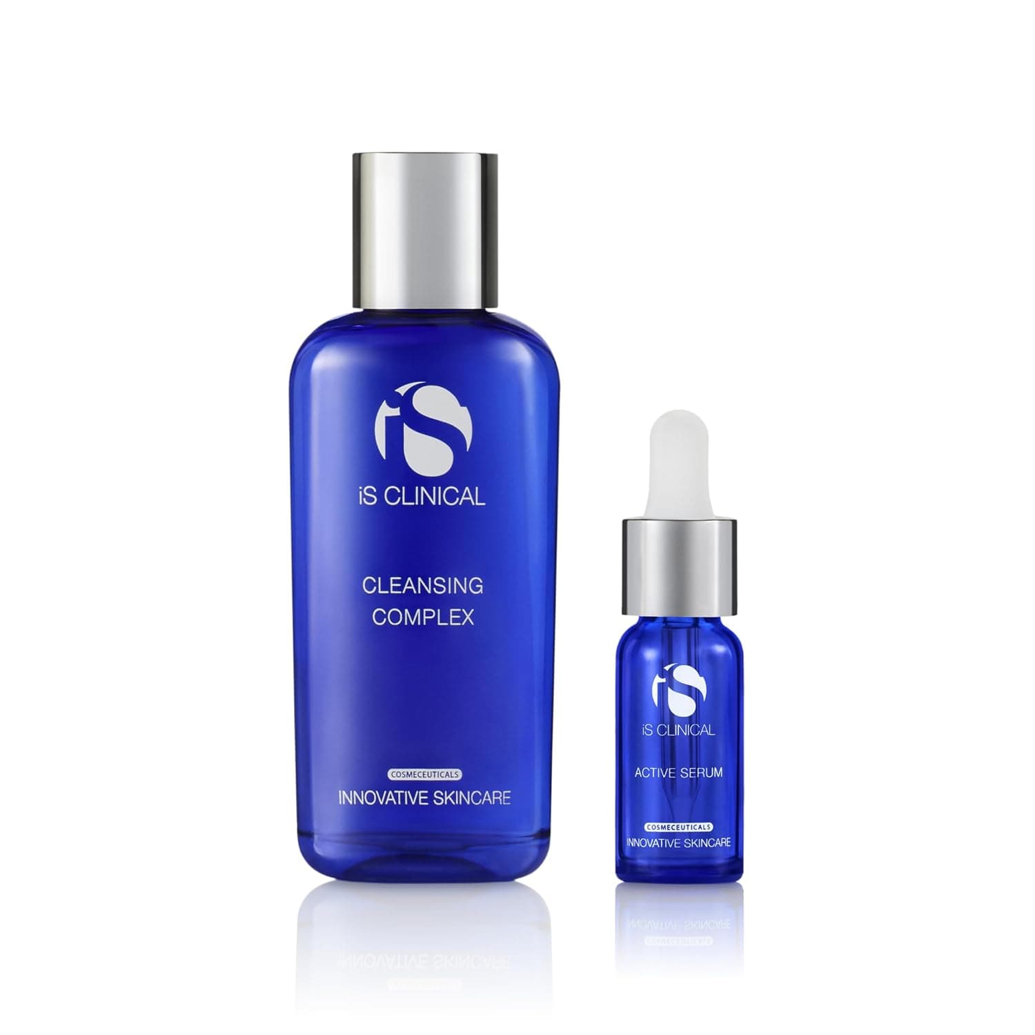 Paquete de iS CLINICAL Cleansing Complex, limpiador facial suave de poros profundos 3 en 1 que ayuda a la piel propensa a imperfecciones, 2 Fl Oz + iS Active Serum, antienvejecimiento, ayuda con el acné y la pigmentación, 0.5 Fl Oz