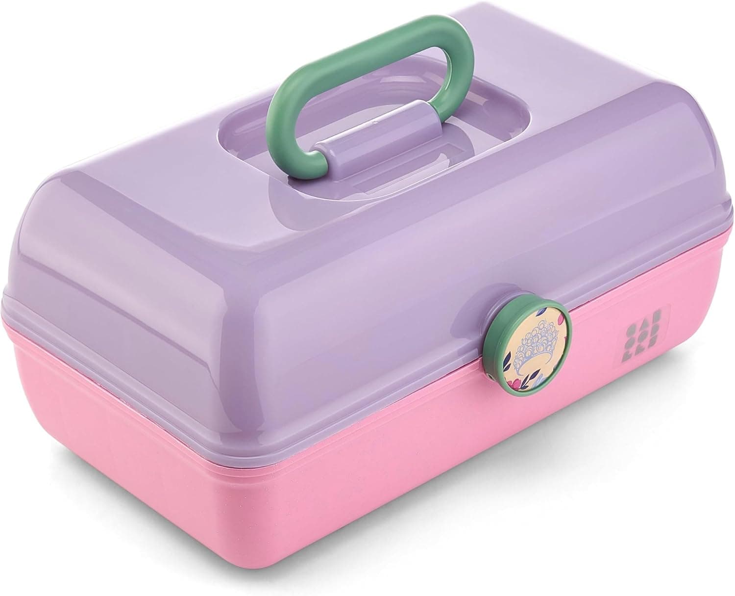 Caboodles On-The-Go Girl Makeup Box, Wicked: For Good Glinda Glam Limited Edition, Caja organizadora de maquillaje de plástico duro, Espejo incorporado, Cierre seguro, Incluye una hoja de pegatinas con temática de Wicked - vista alternativa