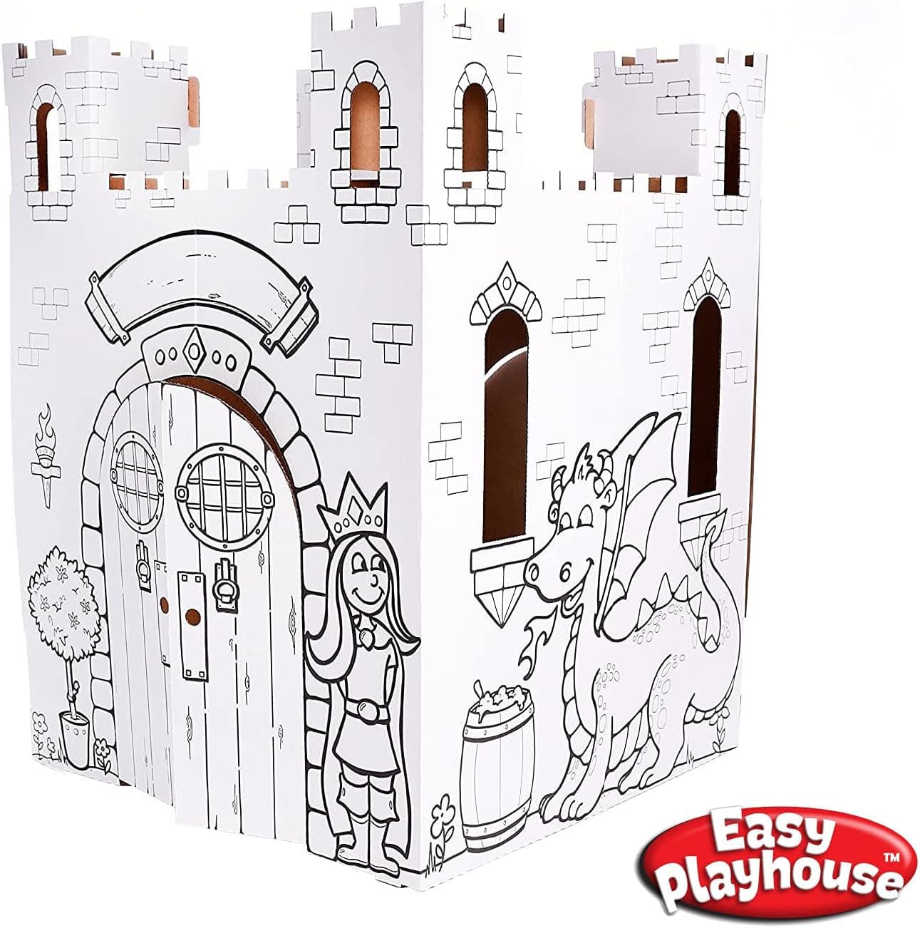 Castillo de cuento de hadas de cartón Easy Playhouse - Fuerte para que los niños coloreen y dibujen - imagen 7