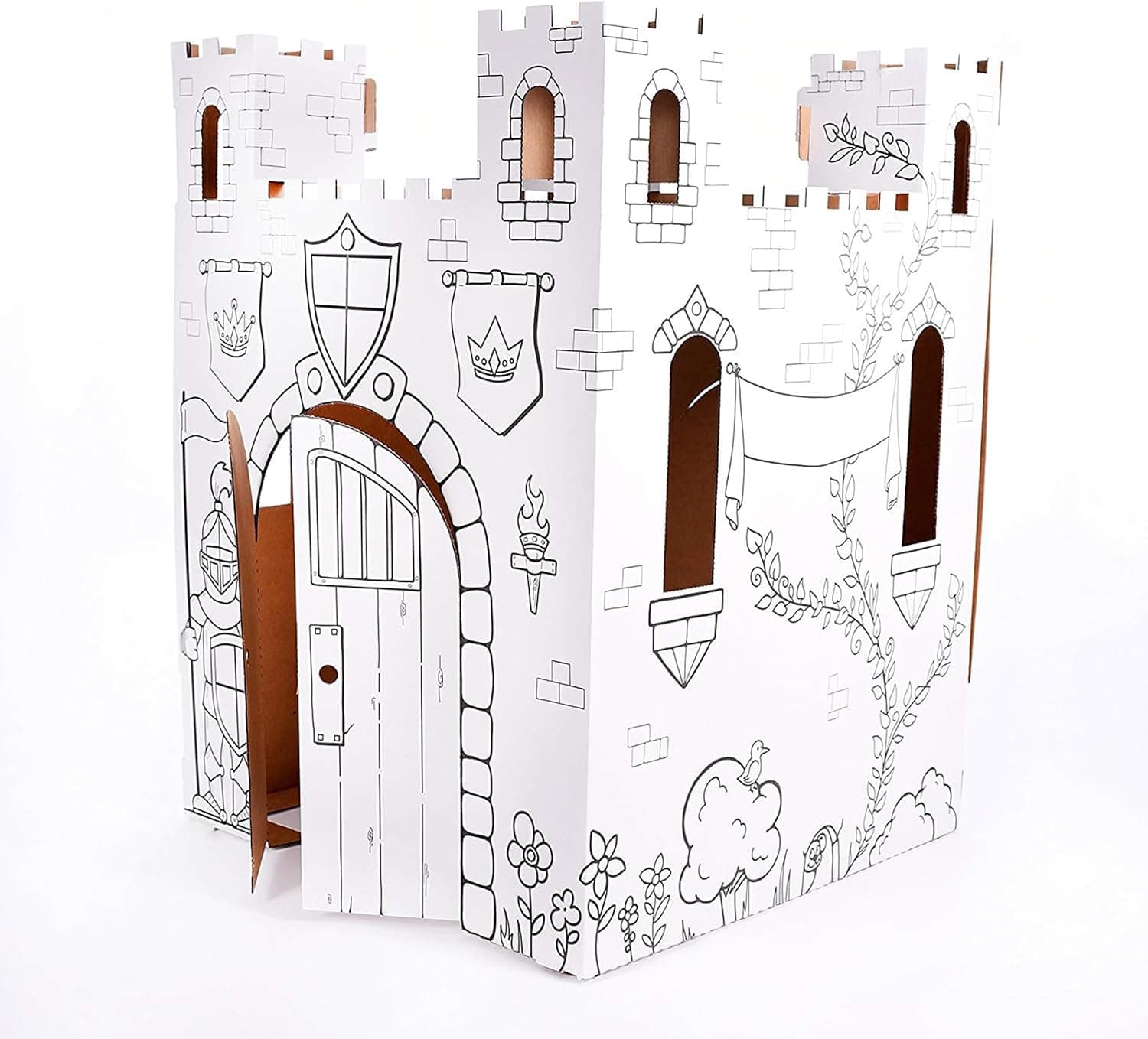 Castillo de cuento de hadas de cartón Easy Playhouse - Fuerte para que los niños coloreen y dibujen - imagen 3