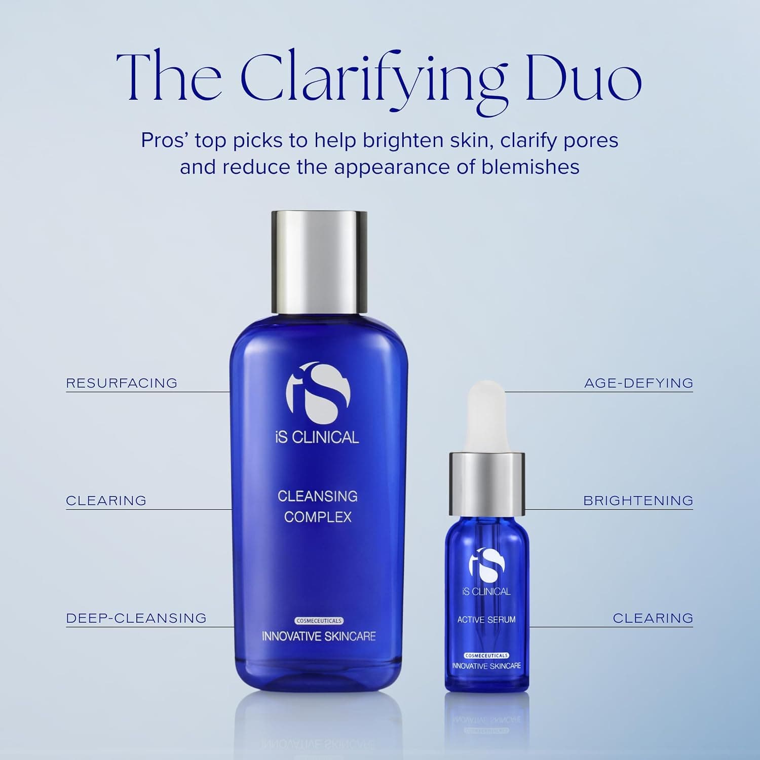 Paquete de iS CLINICAL Cleansing Complex, limpiador facial suave de poros profundos 3 en 1 que ayuda a la piel propensa a imperfecciones, 2 Fl Oz + iS Active Serum, antienvejecimiento, ayuda con el acné y la pigmentación, 0.5 Fl Oz - vista alternativa