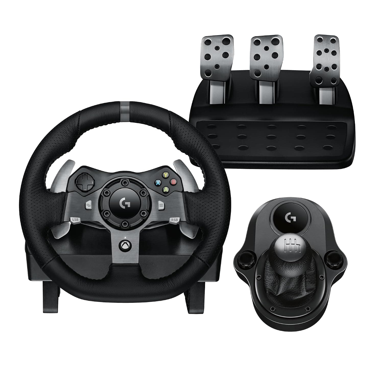 Volante y pedales Logitech G920 Driving Force con Feedback + palanca de cambios G - Xbox Series X|S, One y PC, Mac - Negro