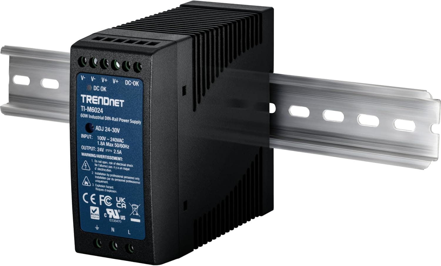 TRENDnet 60W, 24V CC, 2.5A Fuente de Alimentación CA a CC para Riel DIN, TI-M6024 - imagen 4