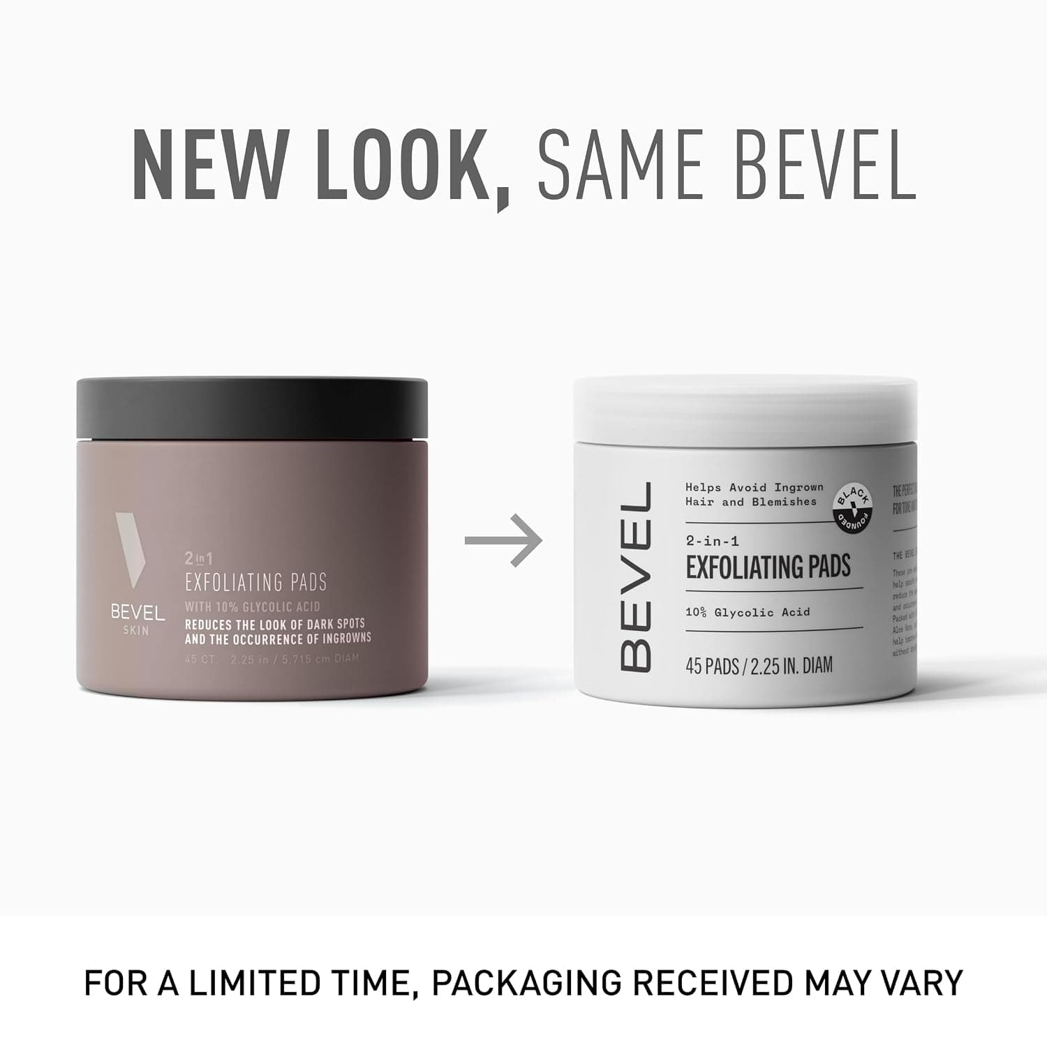 Bevel Almohadillas de tóner con ácido glicólico al 10% para el rostro, ayuda a eliminar las células muertas de la piel y a reducir los vellos encarnados para un tono y textura de piel uniformes (el empaque puede variar), 45 unidades (paquete de 2) - vista alternativa