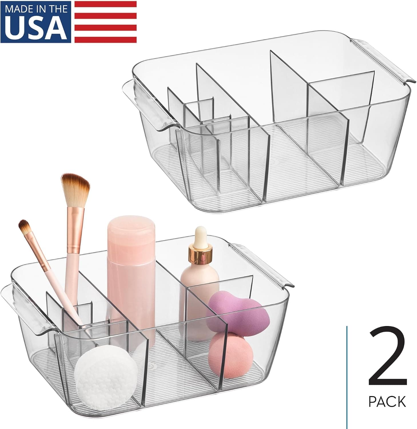 Organizador de maquillaje iDesign, juego de 2, transparente - vista alternativa