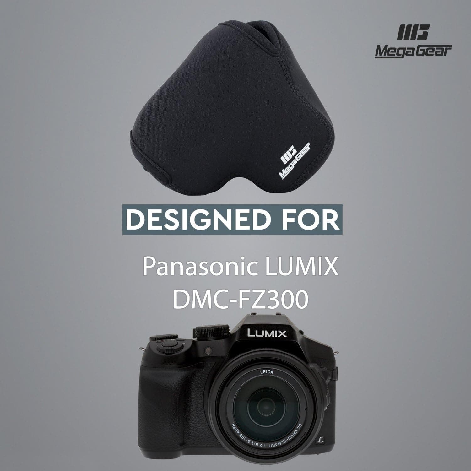 MegaGear ''Ultra Light'' Funda de Neopreno para Cámara con Mosquetón para Digital Panasonic Lumix DMC-FZ300 (Negro) (MG626), Cuero PU - imagen 6