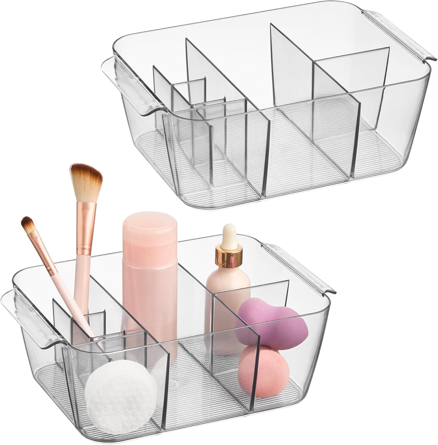 Organizador de maquillaje iDesign, juego de 2, transparente