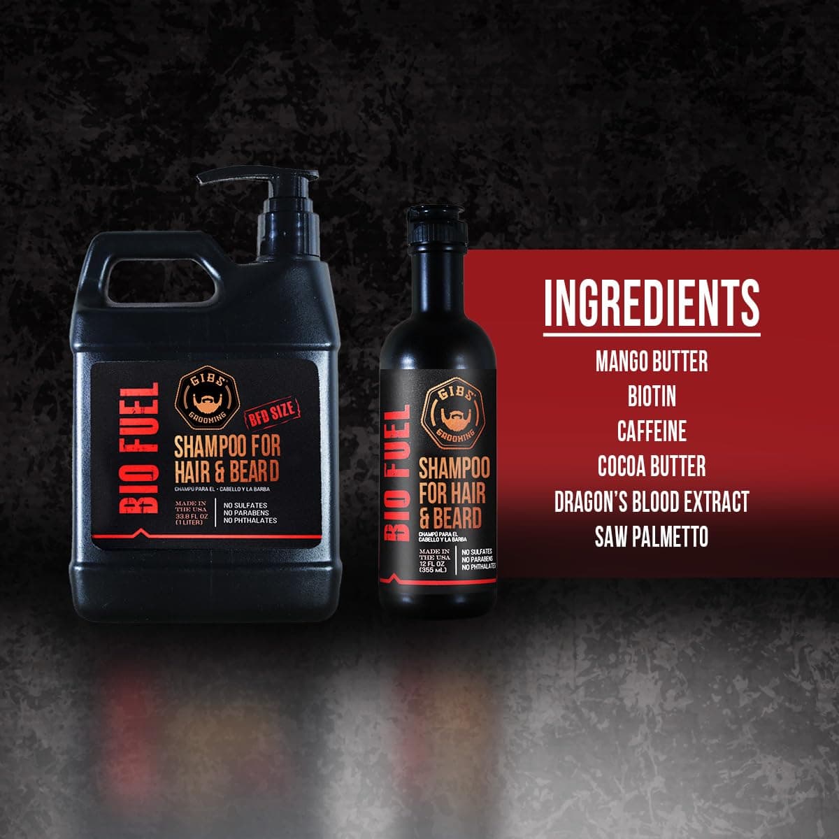 GIBS Bio Fuel Shampoo para Cabello y Barba, Hidratante y Nutritivo, 1 Litro - vista alternativa