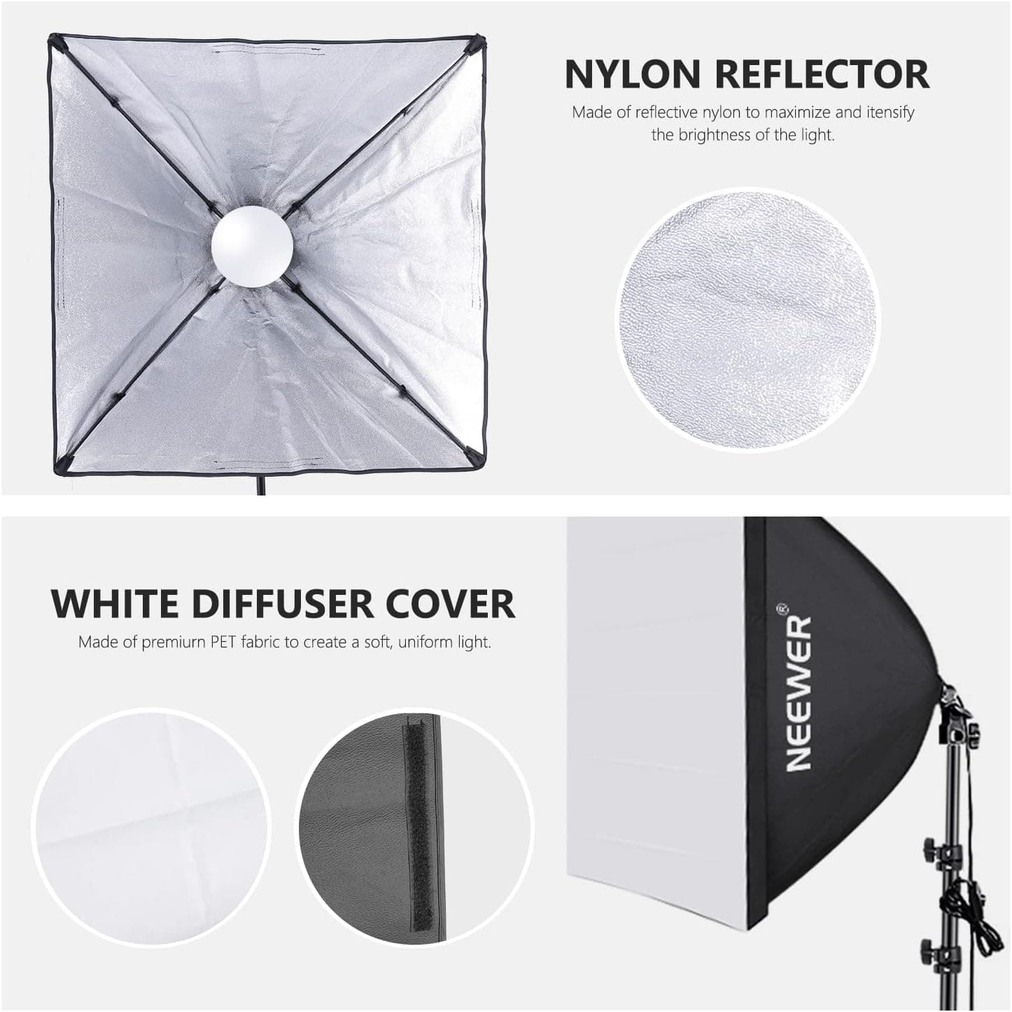 NEEWER Kit de Iluminación Softbox Equivalente a 700W, Paquete de 2, Equipo de Estudio Fotográfico - imagen 3