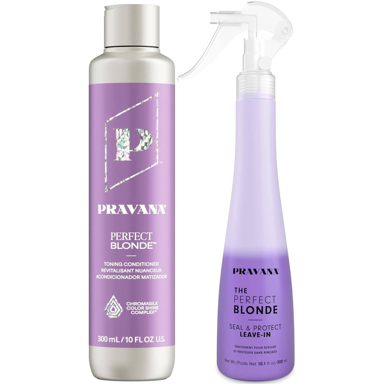 PRAVANA The Perfect Blonde Acondicionador Tonalizante Morado | Neutraliza Tonos Amarillos y Cobrizos | Para Cabello Teñido | Chromasilk Mejora el Brillo y la Protección | Vegano, Libre de Crueldad | de Parabenos y Sulfatos