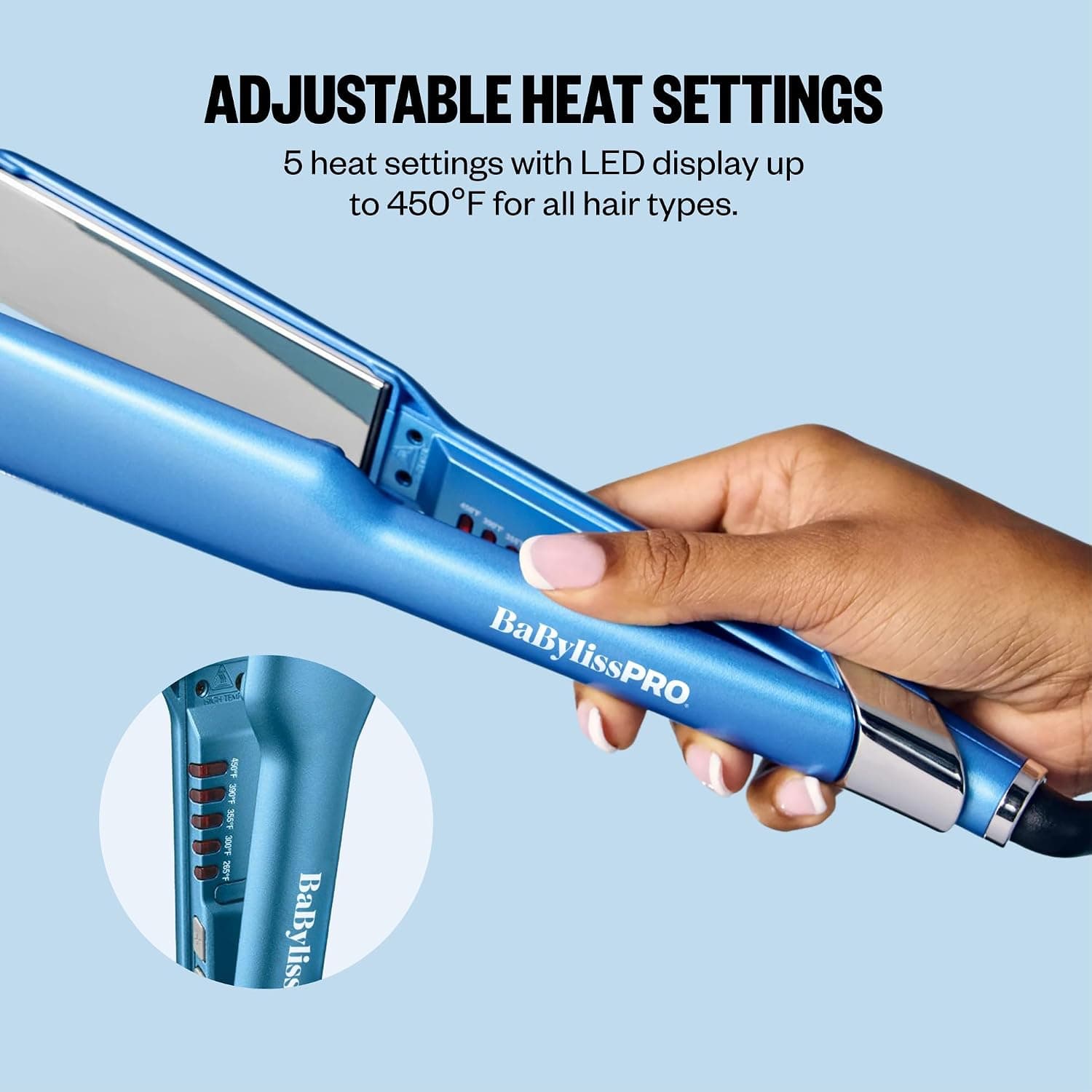 BabylissPRO Nano Titanium Plancha de Pelo Ultra-Delgada, para Todo Tipo de Cabello - imagen 3