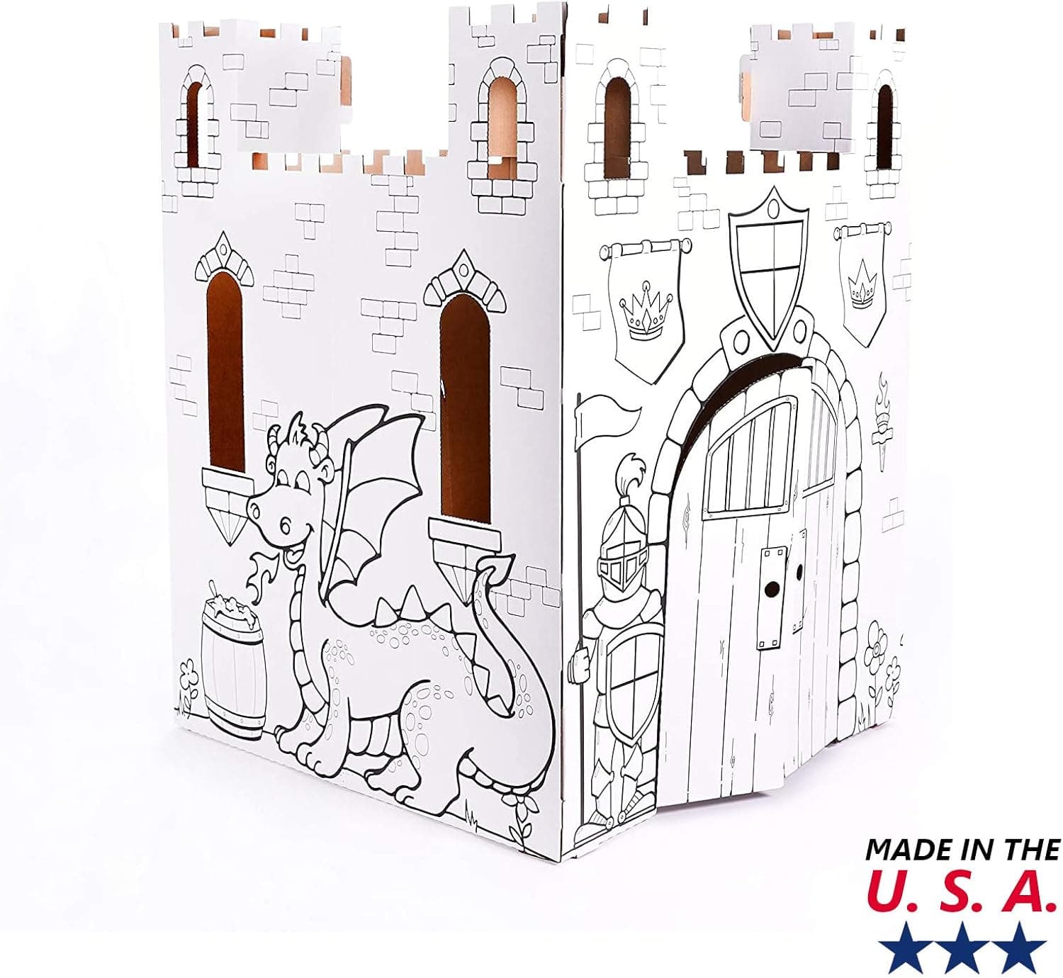 Castillo de cuento de hadas de cartón Easy Playhouse - Fuerte para que los niños coloreen y dibujen - imagen 8